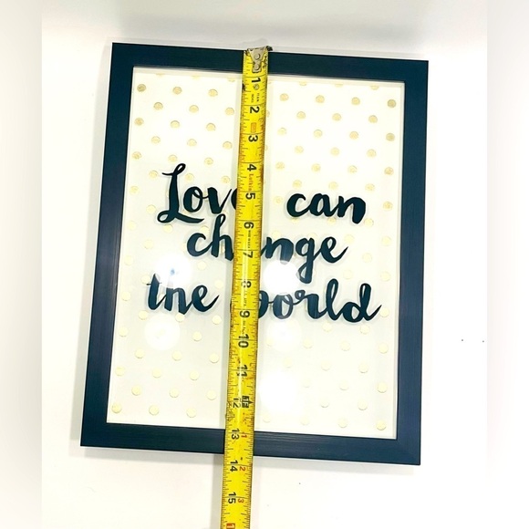 Kindness Wall Decor 13.75x11” Black Frame Gold Polka Dots Shadow Love Sign - Picture 4 of 5